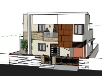 Thiết kế Nhà phố 2 tầng 12x18m file sketchup