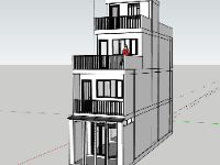 nhà phố 3 tầng,nhà 3 tầng,model sketchup nhà phố 3 tầng 1 tum