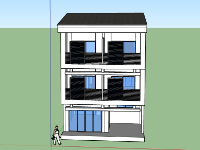 Thiết kế Nhà phố 3 tầng 7x10m model sketchup