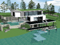 Thiết kế villa 3 tầng bên bờ biển sketchup mới