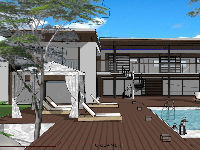 Villa nghỉ dưỡng có hồ bơi ngoài trời file 3d sketchup