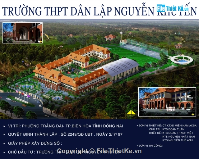 kiến trúc 3 tầng,trường phổ thông dân lập,kiến trúc trường học,trường PTDL Nguyễn Khuyến