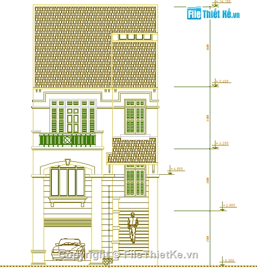 Bản vẽ nhà phố,nhà phố 3 tầng,biệt thự nhà phố,mặt tiền 7m,bản vẽ kiến trúc nhà phố,bản vẽ nhà 7x17m 3 tầng