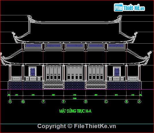kiến trúc chùa trung kính,mẫu bản vẽ chùa,thiết kế chùa Trung Kính