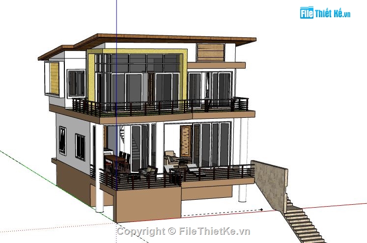 Biệt thự 2 tầng,model su biệt thự 2 tầng,biệt thự 2 tầng file sketchup