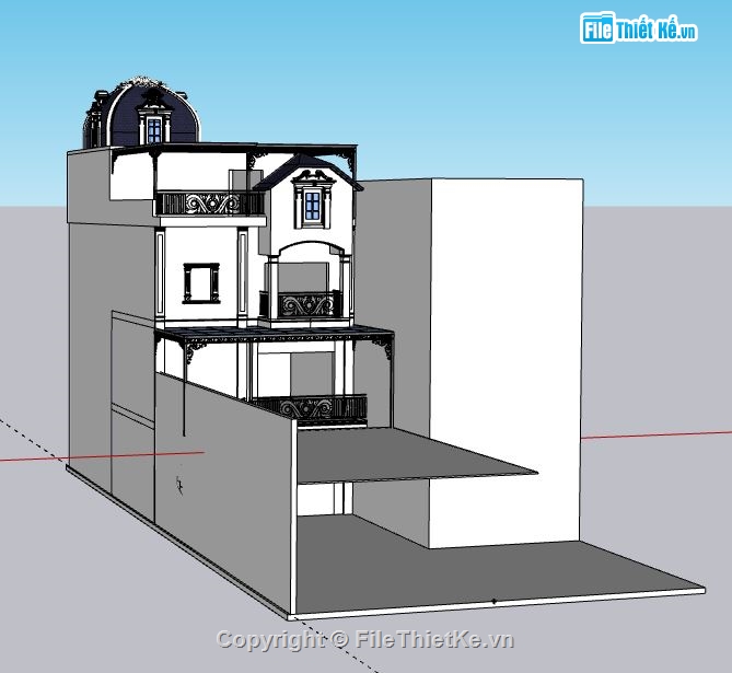 Biệt thự 3 tầng,model su biệt thự 3 tầng,file su biệt thự 3 tầng,biệt thự 3 tầng model su,sketchup biệt thự 3 tầng