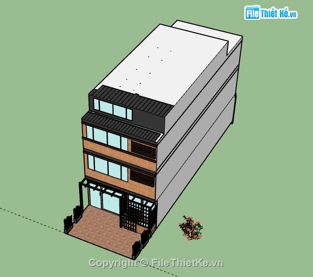 Nhà phố 3 tầng,model su nhà phố 3 tầng,nhà phố 3 tầng sketchup