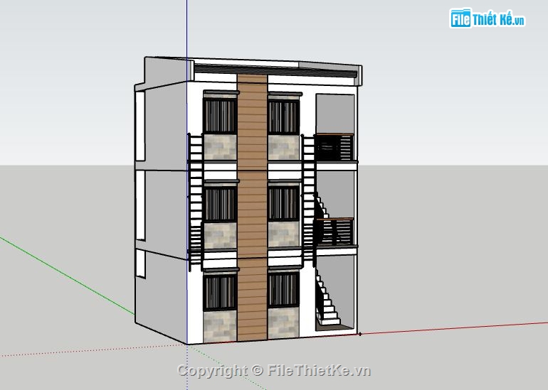 Nhà phố 3 tầng,model su nhà phố 3 tầng,mẫu nhà phố 3 tầng sketchup