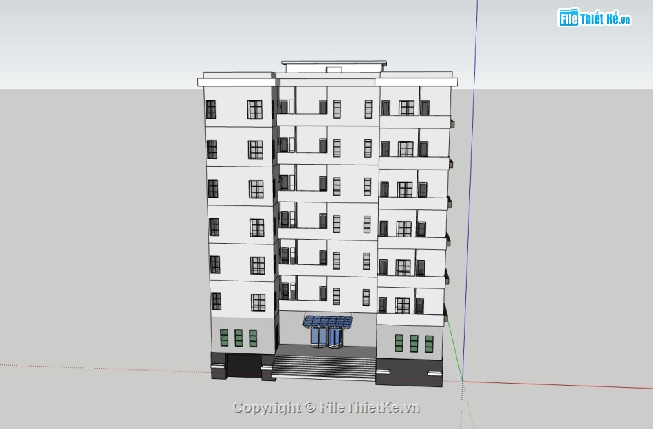 thiết kế chung cư,chung cư 7 tầng,mô hình chung cư,sketchup chung cư 7 tầng