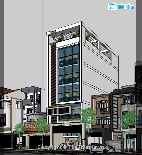 nhà 6 tầng,thiết kế nhà phố 6 tầng,quán cafe sketchup,mẫu nhà phố 6 tầng,Su quán cafe 6 tầng,sketchup cafe 6 tầng