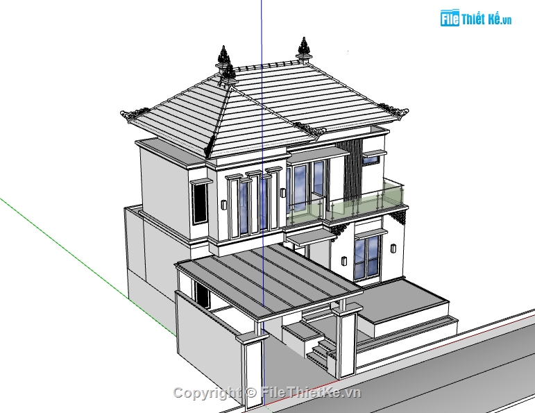 nhà 2 tầng file su,nhà phố 2 tầng,nhà 3d 2 tầng,model sketchup nhà 2 tầng