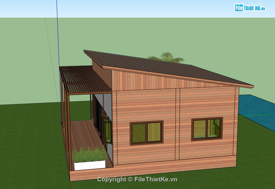 sketchup nhà gỗ 1 tầng,file sketchup nhà gỗ 1 tầng,3d sketchup nhà gỗ 1 tầng,model sketchup nhà gỗ 1 tầng,file 3d  nhà gỗ 1 tầng
