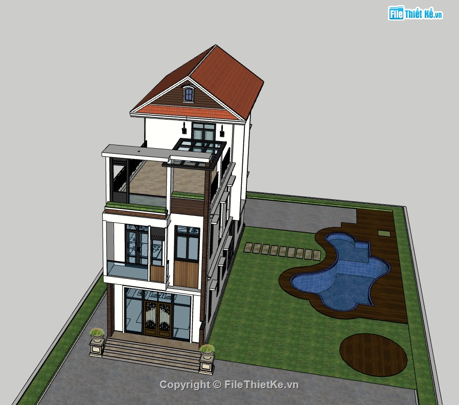nhà phố 3 tầng,file su nhà phố,file su nhà phố 3 tầng,model sketchup nhà phố 3 tầng,file sketchup nhà phố