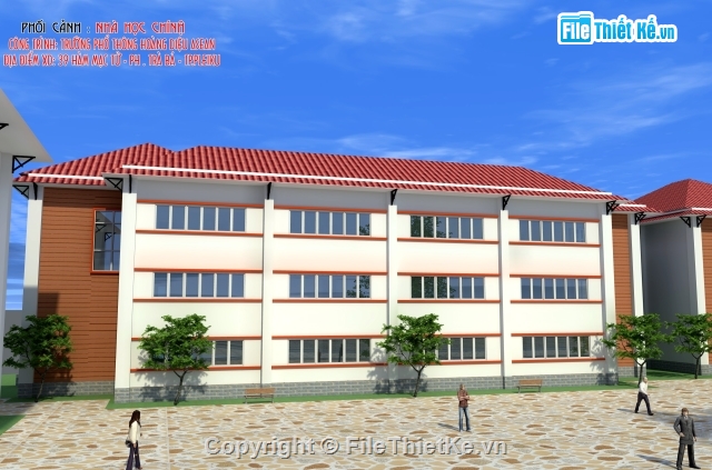 trường THPT Hoàng Diệu,bản vẽ trường THPT,thiết kế trường HOàng Diệu Asean