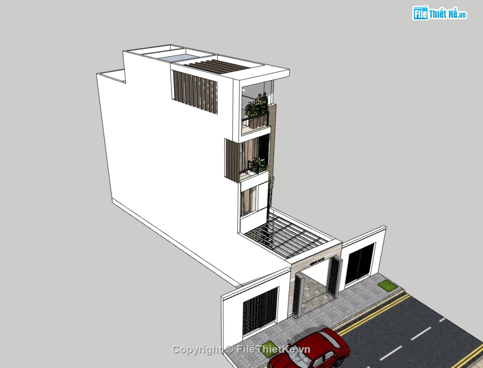 nhà 4 tầng,su nhà phố 4 tầng,sketchup nhà phố 4 tầng
