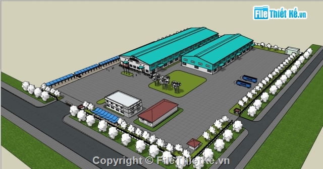Nhà xưởng công ty,xưởng công nghiệp,Sketchup dựng cảnh Nhà xưởng công ty,Mẫu nhà xưởng công ty,sketchup nhà xưởng công ty