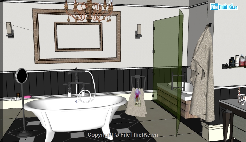file sketchup phòng tắm,nội thất phòng tắm file su,dựng model su phòng tắm