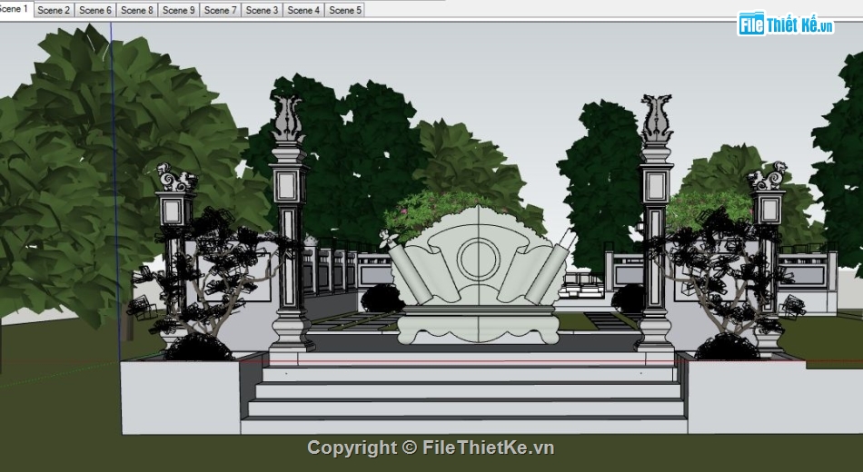3d sketchup lăng mộ,thiết kế lăng mộ,khu lăng mộ