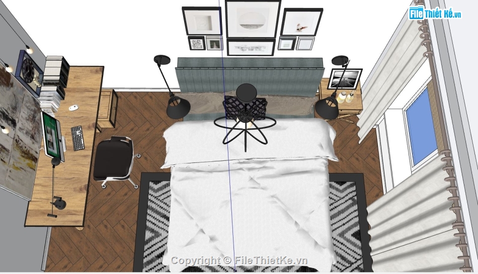 nội thất phòng ngủ,3d sketchup phòng ngủ,sketchup nội thất phòng ngủ,File sketchup nội thất