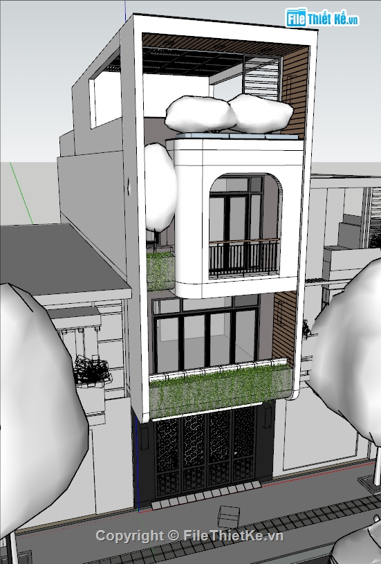 sketchup nhà phố 3 tầng,nhà phố 3 tầng sketchup,model sketchup nhà phố,3d su nhà phố 3 tầng