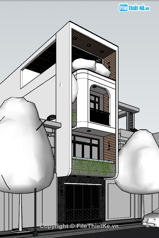 sketchup nhà phố 3 tầng,nhà phố 3 tầng sketchup,model sketchup nhà phố,3d su nhà phố 3 tầng
