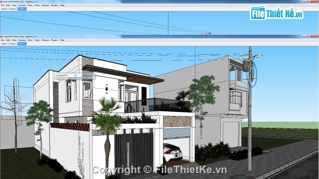 nhà phố đẹp,file sketchup nhà phố,nhà phố đẹp bằng Sketchup