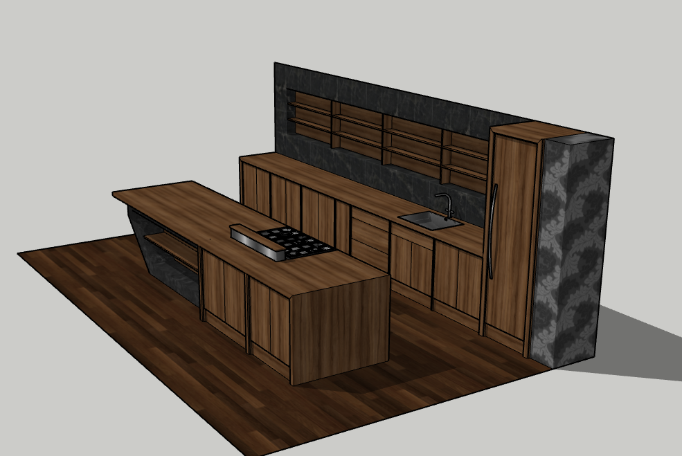 phòng bếp sketchup,File sketchup phòng khách bếp,file sketchup phòng bếp,model sketchup phòng bếp