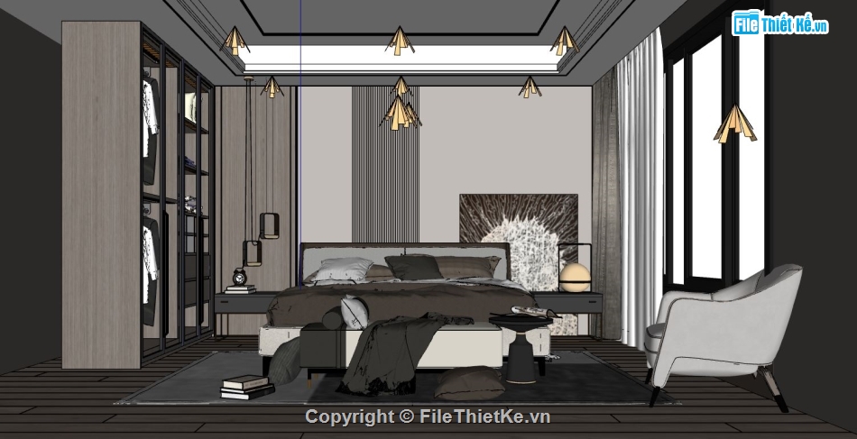 File sketchup phòng ngủ hiện đại,3d sketchup phòng ngủ,thiết kế phòng ngủ su