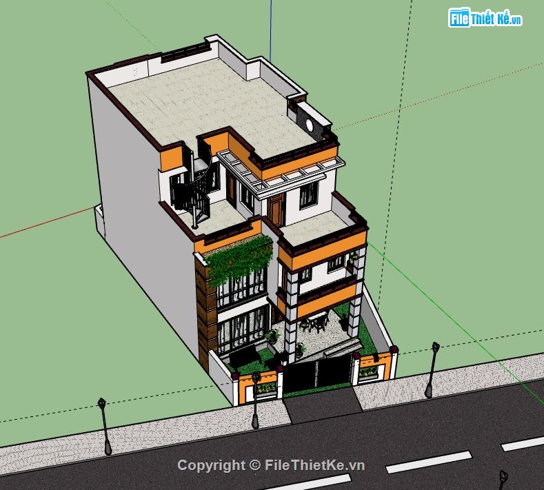 nhà phố 3 tầng,model su nhà phố 3 tầng,file su nhà phố 3 tầng