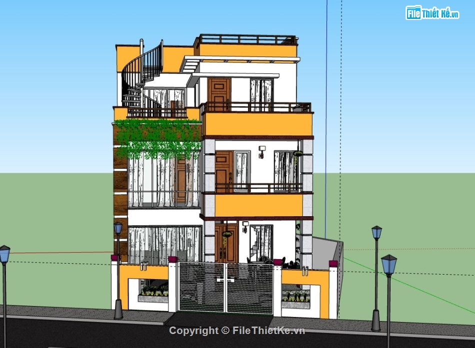 nhà phố 3 tầng,model su nhà phố 3 tầng,file su nhà phố 3 tầng