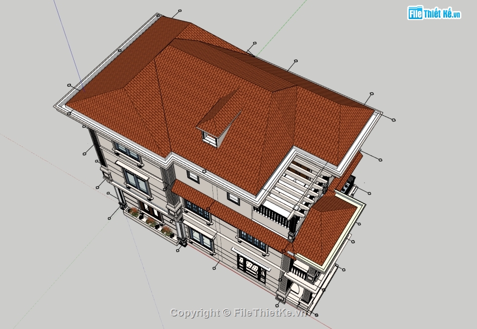 file su nhà 3 tầng,model sketchup nhà phố 3 tầng,Su Nhà phố 3 tầng