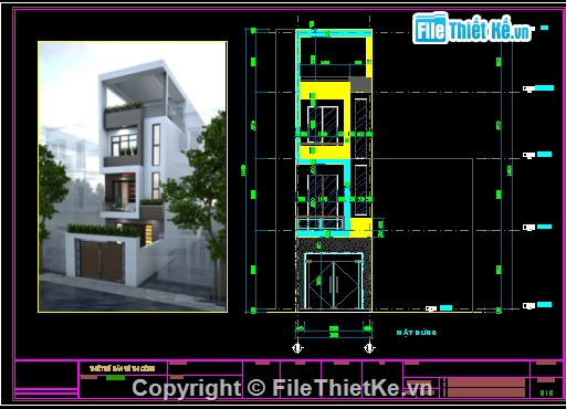 nhà phố 3 tầng,Hồ sơ thiết kế nhà 3.5 tầng có PC,file cad nhà phố,3 tầng kích thước 3.8x16.75m