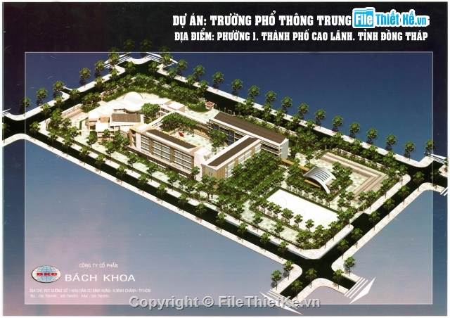 Hồ sơ thiết kế trường,THPT bán công Đồng Tháp,Hồ sơ thiết kế,kiến trúc trường học