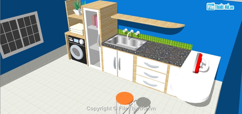 model sketchup phòng bếp,model su phòng bếp,su phòng bếp