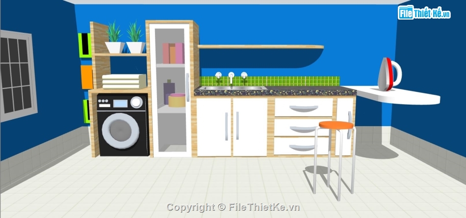 model sketchup phòng bếp,model su phòng bếp,su phòng bếp