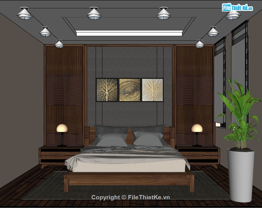phòng ngủ sketchup,phòng ngủ master sketchup,file sketchup phòng ngủ,model phòng ngủ hiện đại