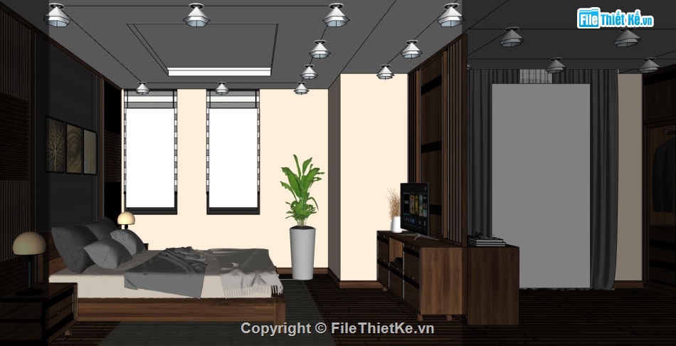 phòng ngủ sketchup,phòng ngủ master sketchup,file sketchup phòng ngủ,model phòng ngủ hiện đại