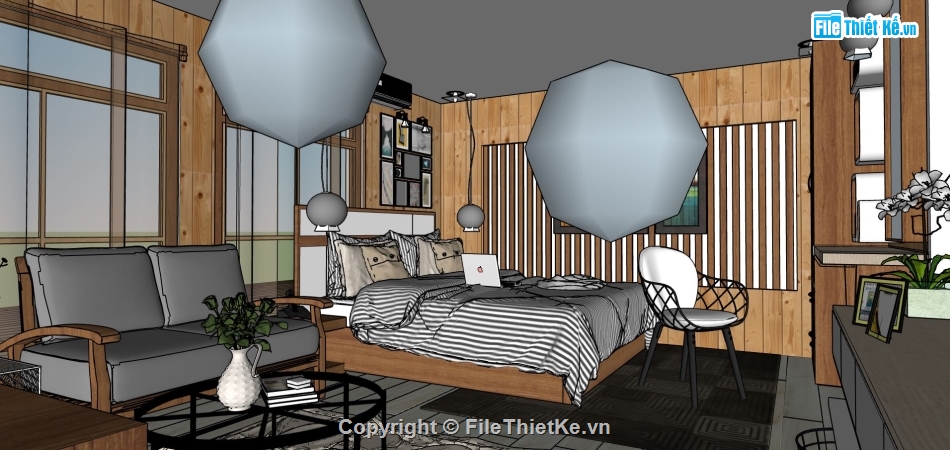 thiết kế phòng ngủ sketchup,thiết kế phòng ngủ hiện đại,phòng ngủ sketchup,sketchup phòng ngủ đẹp
