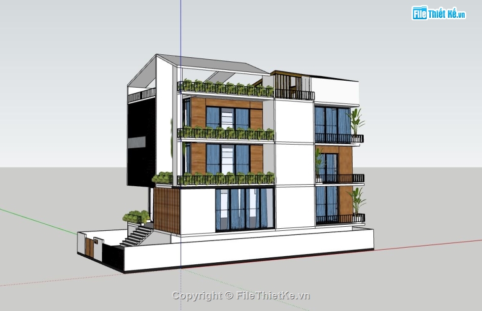 biệt thự 3 tầng,model su biệt thự 3 tầng,phối cảnh biệt thự 3 tầng,biệt thự 3 tầng sketchup
