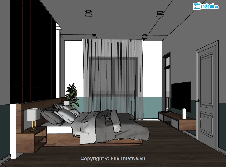 sketchup thiết kế nội thất,nội thất khách bếp hiện đại,sketchup nội thất phòng ngủ,phòng khách model su