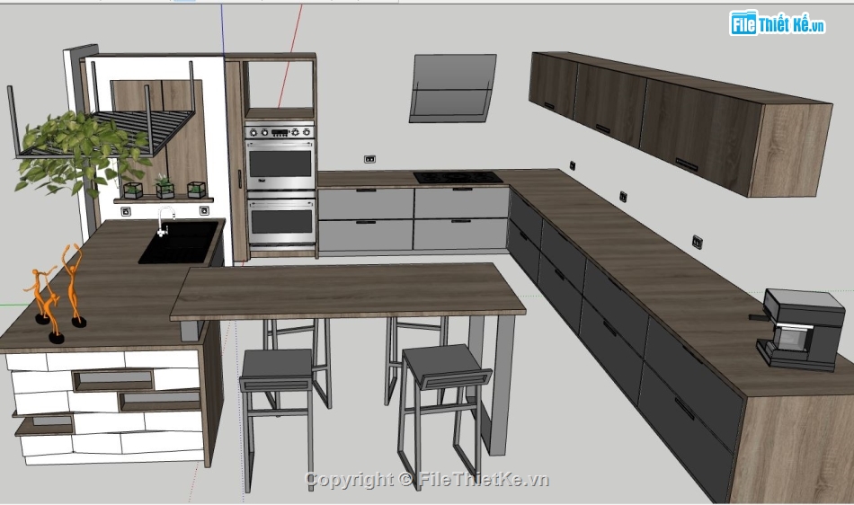 model su phòng bếp,phòng bếp sketchup,model su phòng bếp ăn