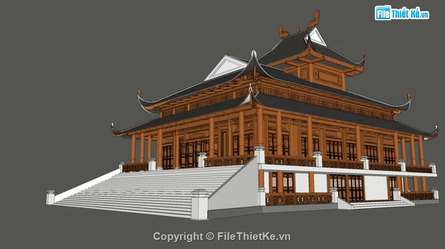 đình chùa,mẫu đình chùa sketchup,thư viện đình chùa sketchup,model chùa sketchup,phối cảnh chùa sketchup