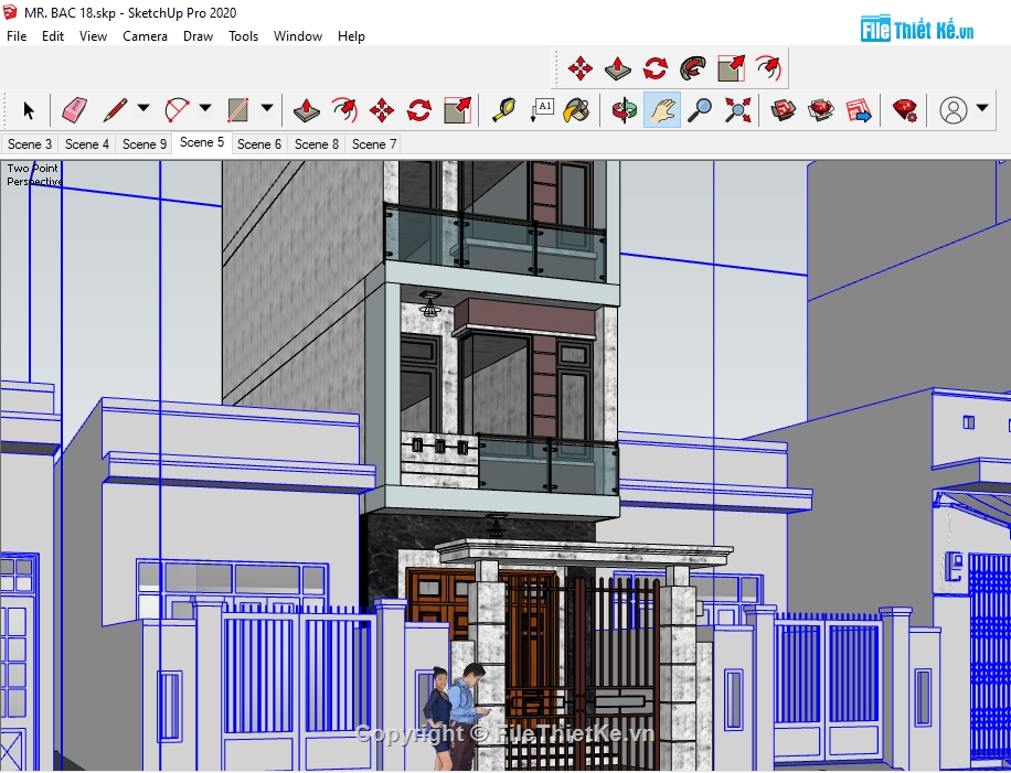 nhà phố 4 tầng sketchup,File su nhà phố 4 tầng,Model su nhà phố 4 tầng,Model nhà phố 4 tầng