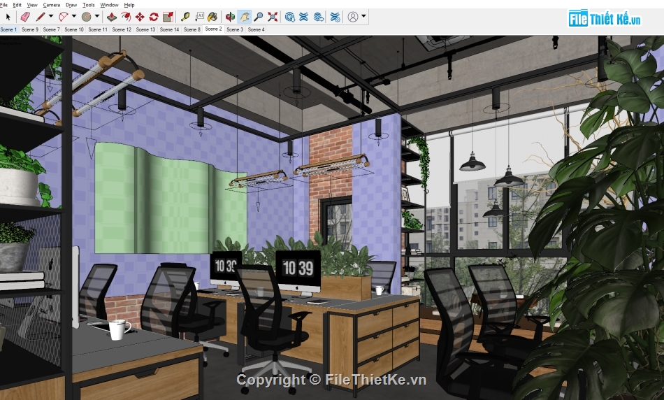 Model sketchup văn phòng làm việc,Sketchup văn phòng làm việc,Sketchup nội thất phòng làm việc,Sketchup văn phòng công ty,Sketchup văn phòng,Model 3D nội thất văn phòng