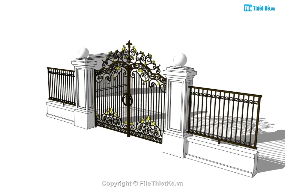 cổng đẹp,cổng sắt,cổng sketchup,model su cổng 2 cánh