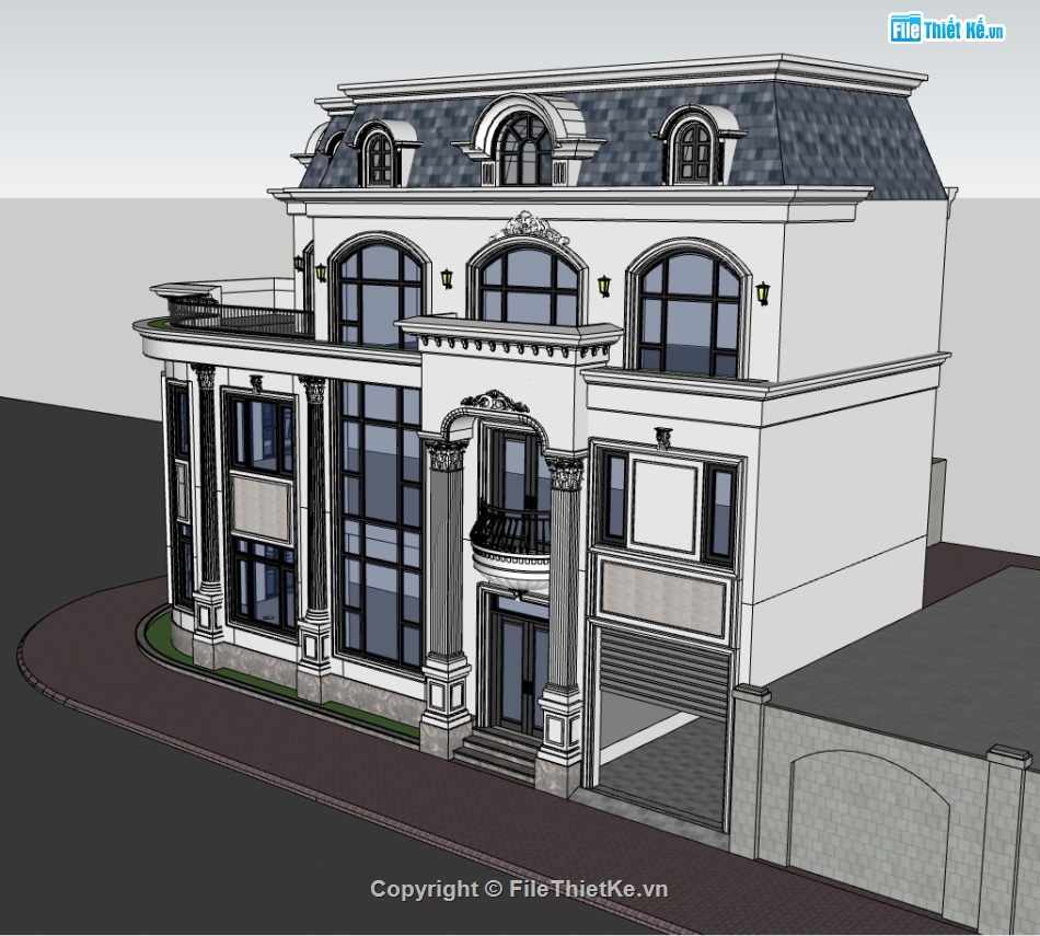 nhà 3 tầng,model su nhà 3 tầng,file 3d nhà 3 tầng,sketchup nhà 3 tầng