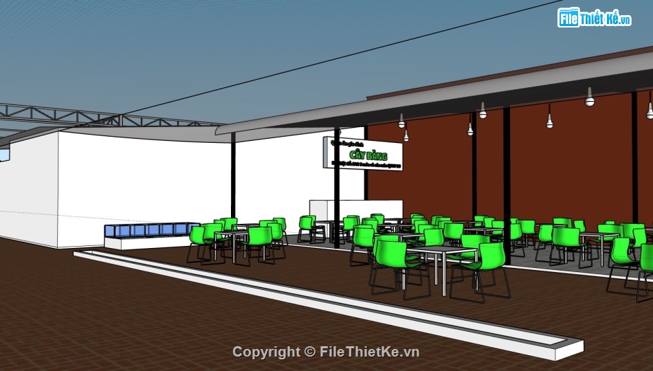 Model sketchup quán ăn,file su thiết kế quán ăn,thiết kế quán ăn,file sketchup quán ăn đẹp