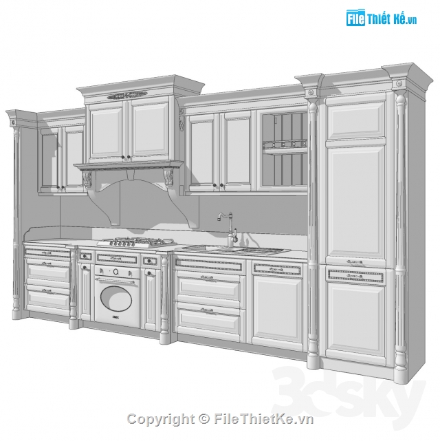 tủ bếp tân cổ điển,thiết kế bếp tân cổ điển,mode bếp