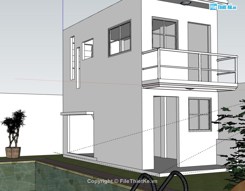 Nhà phố 2 tầng,model su nhà phố 2 tầng,sketchup nhà phố 2 tầng,nhà phố 2 tầng file su