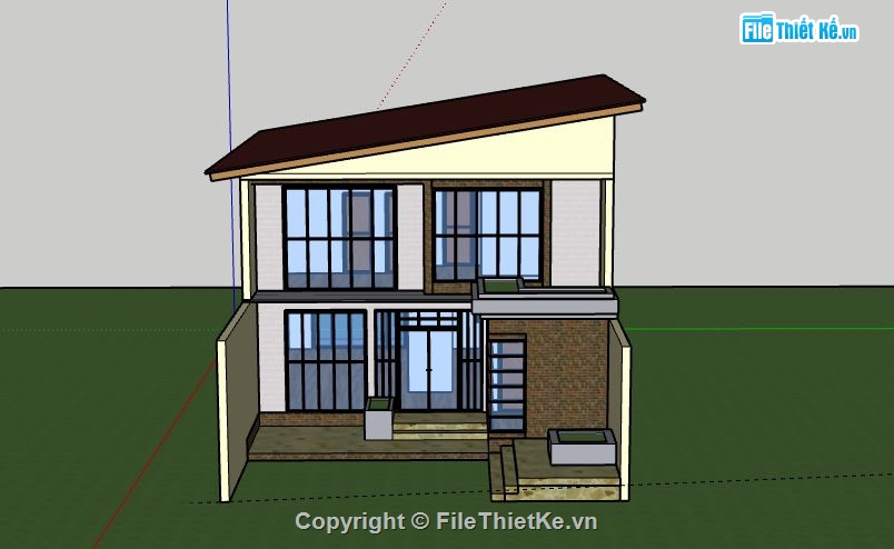 Nhà phố 2 tầng,model nhà phố 2 tầng,file su nhà phố 2 tầng,sketchup nhà phố 2 tầng,nhà phố 2 tầng file su